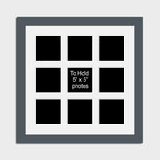 Multi Photo Picture Frame Holds 9 Photos 5x5 Photos in a 40mm Dark Grey Frame - Multi Photo Frames